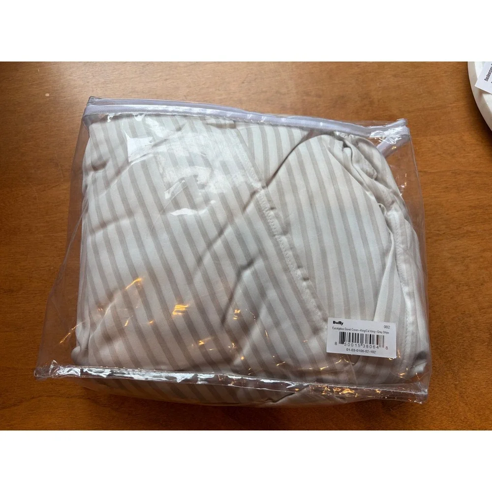 Buffy Breeze Eucalyptus Duvet Cover King Cal King Gray Stripe 01-03-0100-02-102